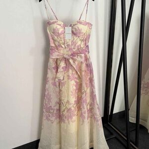 Zimmermann Pink Floral Print Bow Dress